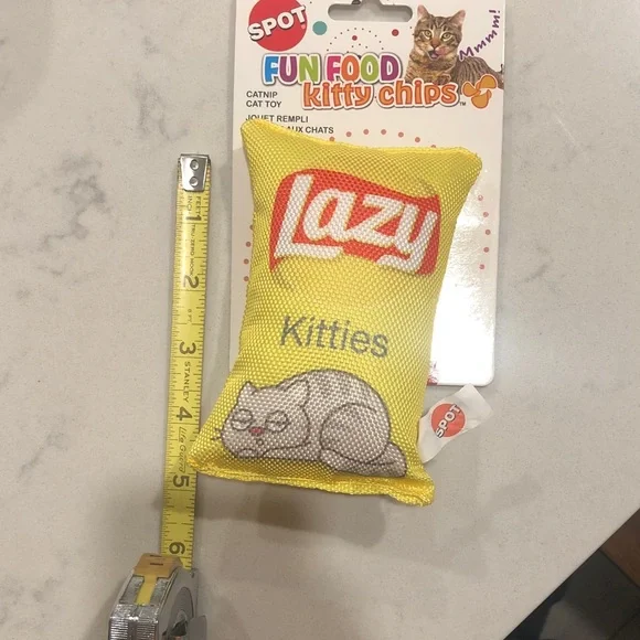 Yellow Catnip Toy with Cat Design Lazy Kitties - Picture 5 of 5